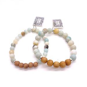 Set of Amazonite Stretch Bracelets 6mm & 8mm